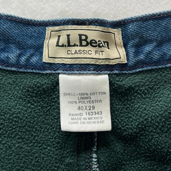 LL Bean Jeans Mens Sz 40 x 29 Fleece Lined Classic Fit Medium Washed Denim Blue - Picture 9 of 11